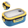Miniatyrbilde 2 av 8: 1200 ml Bento Lunsjboks Dobbelt Lag Isolasjon Lunsjboks Beholder med Gaffel Skje for Studenter Kontorarbeidere Blå