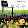 Miniatyrbillede 5 af 5: Vandtæt Udendørs Solcellelampe, Solar LED Udendørs Havelampe, Svampe Fairy Lysstreng, 3,8m 12 Lys