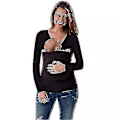 Miniatyrbillede 4 af 5: Kænguru Baby Carrier Vest T-shirt til mor og far L Sort Dame