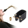 Miniatyrbillede 2 af 8: Saxofon Ligatur Sort PU Læder Metal Holdbar Musikinstrument Tilbehør C65 Alt
