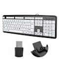 Miniatyrbild 8 av 8: Svart Low Vision-tangentbord USB trådbundet gamlingtangentbord med vita print Svart