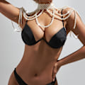 Miniatyrbild 4 av 5: Simulerat Pärl-Halsband med Statement-Design för Kvinnor - Modeaccessoar