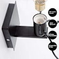 Miniatyrbillede 4 af 5: Personlig Væglampe, Retro Industriel Lampe Kreativ E27 Stue Dekorativ Smedejern, Soveværelse Væglampe (Sort Enkelt Hoved)