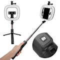 Miniatyrbillede 8 af 8: Trådløs Bluetooth Selfie Stick Fyldlys Stativ Desktop Selfie Stick Foldbar Tripod Stativ