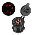Miniatyrbillede 8 af 8: Biloplader Dobbelt USB-port QC3.0 Hurtigopladning med Touch-kontakt til 12-24V Båd Motorcykel ATV RV Rød LED-indikator