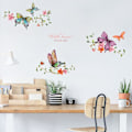 Miniatyrbild 1 av 5: En uppsättning väggdekaler konst väggmålning blommor vackra fjärilar PVC-dekal för vardagsrum sovrum barnrum köksdekoration