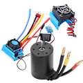 Miniatyrbild 2 av 8: 3650 2300KV Vattentät 4-polig Borstlös Motor 80A ESC Kylsänka Combo Set för 1/10 RC Bil