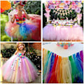 Miniatyrbillede 5 af 5: Regnbue-Sequin Tulle Ruller Sæt af 5 Assorterede Farver til Bordløbere, Stoledekorationer, Festtutus og Syprojekter