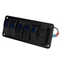 Miniatyrbillede 7 af 8: 5-knaps vippekontaktpanel 12V-24V dobbelt USB-oplader LED spændingsdisplay til/fra-kontakt til lastbil RV Yacht