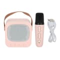 Mini karaokemaskin bärbar Bluetooth-högtalare med trådlös mikrofon bas diskantjustering rosa