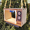 Miniatyrbillede 3 af 5: Fuglefoderautomater til udendørs ophængning, Træfuglefoderautomat med TV-formet fuglefoderautomat, Havdekoration, Gave til fugleelskere