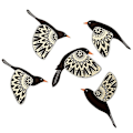 Miniatyrbillede 1 af 5: 5 stk. Træ Fugl Vægkunst Træ Flyvende Fugle Vægdekoration Sort