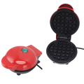 Miniatyrbillede 2 af 8: Mini vaffeljern, dobbeltsidet, rund, multifunktionel morgenmadsmaskine til toastsandwich, EU-stik, 220V, rød
