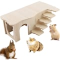 Miniatyrbillede 1 af 5: Træ Hamsterhus Gnaverbur Tilbehør til Dværghamster Marsvin Rotte Gerbil Gnaver, Hamsterhus Legetøj Hamster Marsvin Hytte, L (2 Værelser)