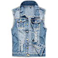 Miniatyrbillede 1 af 3: Ripped ærmeløs denimjakke XL blå