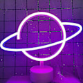 Miniatyrbillede 2 af 2: Planet Light Neonskilte Led Bordindretning Led Neonskilt Natlampe Med Base Batteridrevet Neonlys Til Soveværelse Børneværelse Bord Fødselsdagsfest Zek