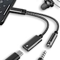 Pikkukuva 3 / 8: Type-C-3,5 mm:n kuuloke- ja laturiadapteri 2-in-1 USB-C-3,5 mm:n audioadapteri