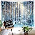 Miniatyrbild 2 av 5: Vinter Solnedgång Snö Skog Gobeläng Landskap Vägghängande för Vardagsrum Sovrum Väggmålning Dekoration Fest Bakgrund