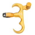 Miniatyrbillede 4 af 8: 3-fingret håndholdt bueudløser i aluminiumlegering til compoundbue, justerbar 360 graders rotation, venstre og højre hånd, guld