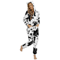 Miniatyrbillede 4 af 5: Ko Print Hættetrøje Kvinders Fleece Onesie M Sort