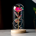 Miniatyrbillede 1 af 5: Evig LED Lys Rød Rose i Glaskuppel Skønheden og Udyret Tema