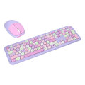 Pikkukuva 7 / 8: Näppäimistö Mouse Combo 2.4G Retro Multi Color Mute Cover Langaton näppäimistö ja hiiri Set Purple