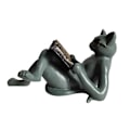 Miniatyrbillede 6 af 8: Litterære katteharpiks ornamenter have statue dekoration læsebriller kattehåndværk til studie og kontor