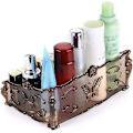 Miniatyrbillede 5 af 5: 3 Rums Skrivebords Makeup Organizer Kosmetik Opbevaringsstativ Sommerfugl Holder til Kommode og Badeværelse Brun
