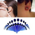 Miniatyrbilde 5 av 6: 36 stk Akryl Øre Plugger Taper Expander O-Ring Stretching Kit Transparent Blå