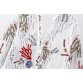 Miniatyrbillede 2 af 5: Dame Mode Broderet Lang Bluse Blød Talje V-Hals Enkelte Knapper Side Drapering Afslappet Sommer Polyester S