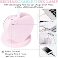 Miniatyrbilde 4 av 4: 2025 Egnet LED Skrivebordslampe for Barn Dimbar Bordlampe Oppladbar med Penneholder USB-Port for Tenåringsjenter Gutter Studenter, ROSA
