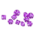 Pikkukuva 4 / 5: 20 kappaletta D10 polyedrisiä noppia Dungeons and Dragons -peliin, purppura+punainen
