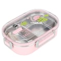 Miniatyrbillede 6 af 8: Bærbar 304 rustfrit stål 650ML Bento Box lækagesikker madbeholder til studerende børnPink