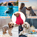 Miniatyrbillede 2 af 5: Hurtigtørrende kæledyrshåndklæde, mikrofiber stretch bomuld, hundebadekåbe, varm jakke design - Lilla - M
