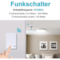 Pikkukuva 2 / 5: Mini langaton valokytkin mini-vastaanottimella, langaton valokytkin ulkokäyttöön, 400 m, 40 m, 433 MHz RF-kaukosäädin, IP54 LED-lampun höyrysuojaus
