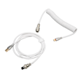 Pikkukuva 7 / 8: Mekaaninen näppäimistön kaapeli Double Sleeve Custom Kelattu irrotettavalla metallilla Aviation USB C - USB A Keyboard Aviation -liitin Valkoinen