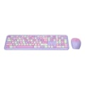 Pikkukuva 8 / 8: Näppäimistö Mouse Combo 2.4G Retro Multi Color Mute Cover Langaton näppäimistö ja hiiri Set Purple
