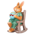 Miniatyrbillede 7 af 8: Bunny figur påskeæg gyngestol Håndmalet harpiks Perfekt størrelse påskehare statue til havegårdhave