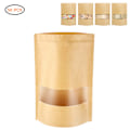 Miniatyrbillede 1 af 7: 50 stk. Stand Up Pouch Bags Kraft Pouches med Tear Notch og Matte Vindue Genlukkelige Zip Lock Fødevareopbevaringsposer