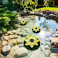 Miniatyrbillede 5 af 5: Flydende Lotus Solcellelampe Lotusblomst LED Solcellelampe 28X8cm gul