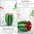 Miniatyrbillede 2 af 5: 1 stk Plastik Vandmelon Formet Drikkekop Vandmelon Sippy Kop med Strå til Sommer Vandmelon Fest Tilbehør