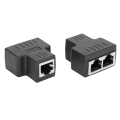 Pikkukuva 2 / 8: 2 PC:n Ethernet-kaapelin sovitin 1-tuloinen 2-ulostulo RJ45-naarasliitäntä LAN-liitin kaapelin jatkojakaja Internet-johdolle
