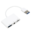 Miniatyrbilde 7 av 8: Hodesettladeradapter Multifunksjonsoppgradering Experience 3 i 1 hann til kvinne USB3.0 til 3.5 mm adapter
