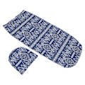 Miniatyrbild 8 av 8: Mjuk elastisk anti-skräck baby swaddle filt hatt set nyfödd wrap baby hatt set för 0 till 3 månader baby marinblå ränder