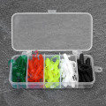 Miniatyrbilde 6 av 8: 50 stk 5 farger Double Tail Myk Gummi Kunstig Fiskelokk Agn Tilbehørsett for fiskeutstyr