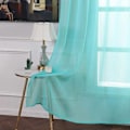Miniatyrbillede 4 af 5: Sæt med 2 lette voilegardiner med øjer, transparent look, gardiner lavet af voile polyester, øjegardin, transparent, 132x137 cm (BxH), turkis