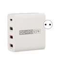 Miniatyrbilde 5 av 8: WLX A6 USB C vegglader 53W 4 USB ladeporter QC 3.0 PD 20W hurtig vegglader for iPhone nettbrett øretelefon 100-240V EU-plugg