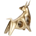 Miniatyrbillede 5 af 8: Abstrakt Tyrsculptur Hul Resin Look Up Okse Statue Dyrehåndværk Ornament Rumindretning Guld