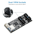 Pikkukuva 5 / 5: Usb 3.2 Gen1 -kaksois-19-nastainen urosadapterikortti, 5 Gbps Usb3.0 - 2-porttinen 19-nastainen laajennuskortti, yhteensopiva Windowsin kanssa