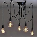 Miniatyrbilde 1 av 5: Justerbar Edderkopp Taklampe Metalltråd Bur Pendellampe -CHNSZ